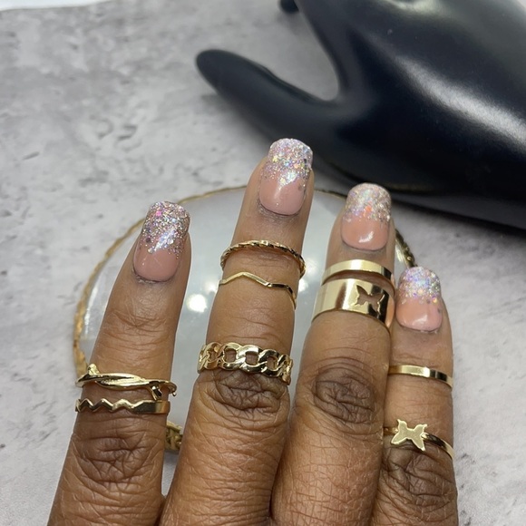 Whimsy Butterfly Band Gold Stackable Rings - Picture 6 of 10